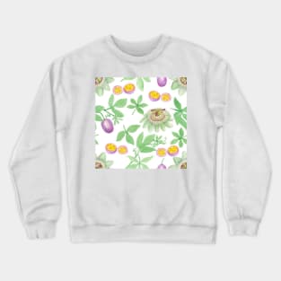 Watercolor Passionfruit and Passionflower Pattern Crewneck Sweatshirt